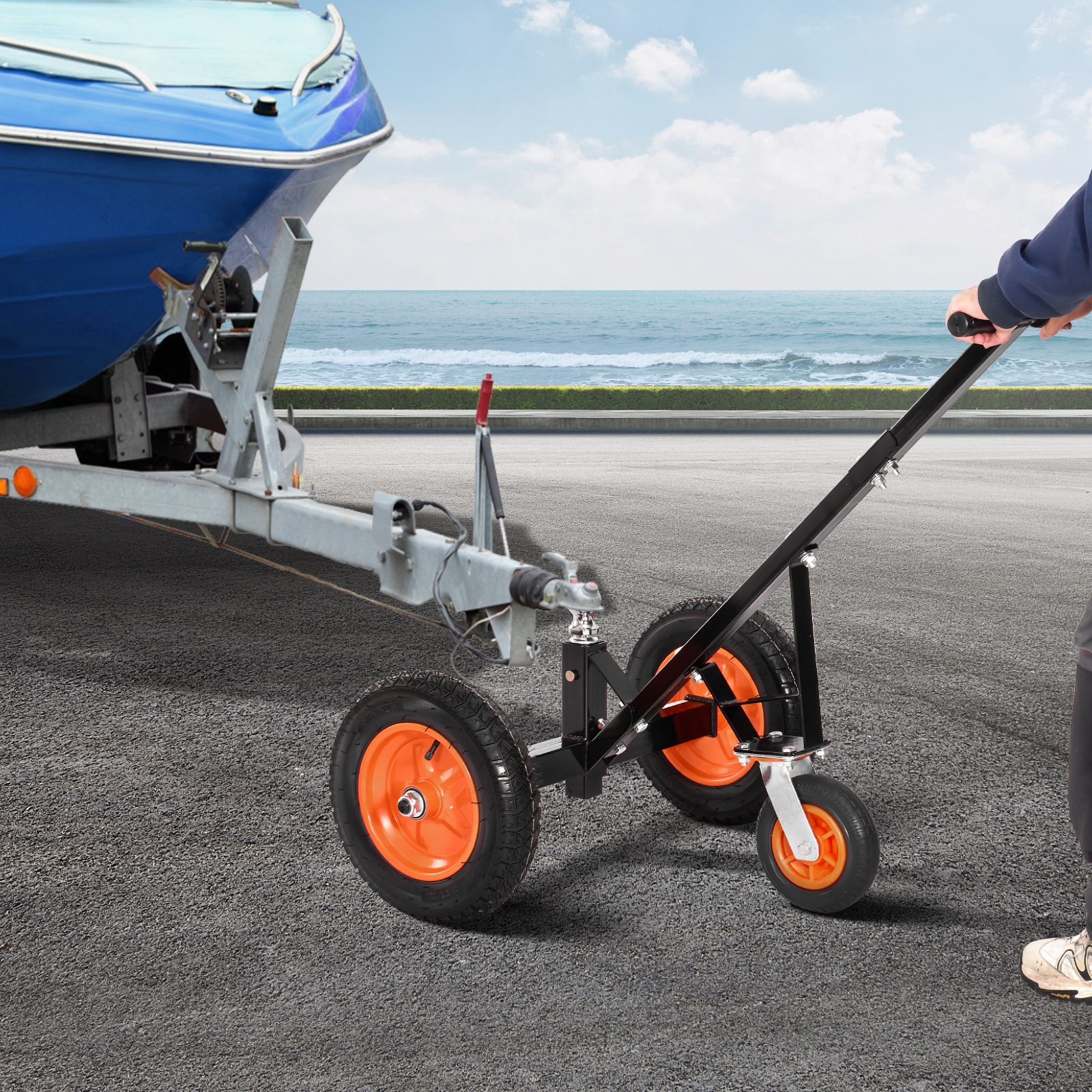Trailer Dolly With Adjustable Height Ball And Large Pneumatic Tires_voghion.com